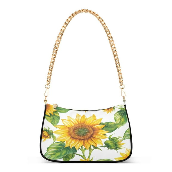 One Shoulder Chain Handbag 7.1x11x2.8in Women's Hobo Handbags Tote Handbags Shoulder Handbags Card Bag Cash Bag Key Bag Large Yellow Sunflower