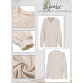 thumbnail image 7 of HUBERY Women Jacquard V Neck Spliced Knitted Long Sleeve Solid Color Sweater, 7 of 7