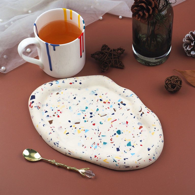 GENEMA Irregular Clouds Plate Coaster Mold Oval/Round DIY Resin