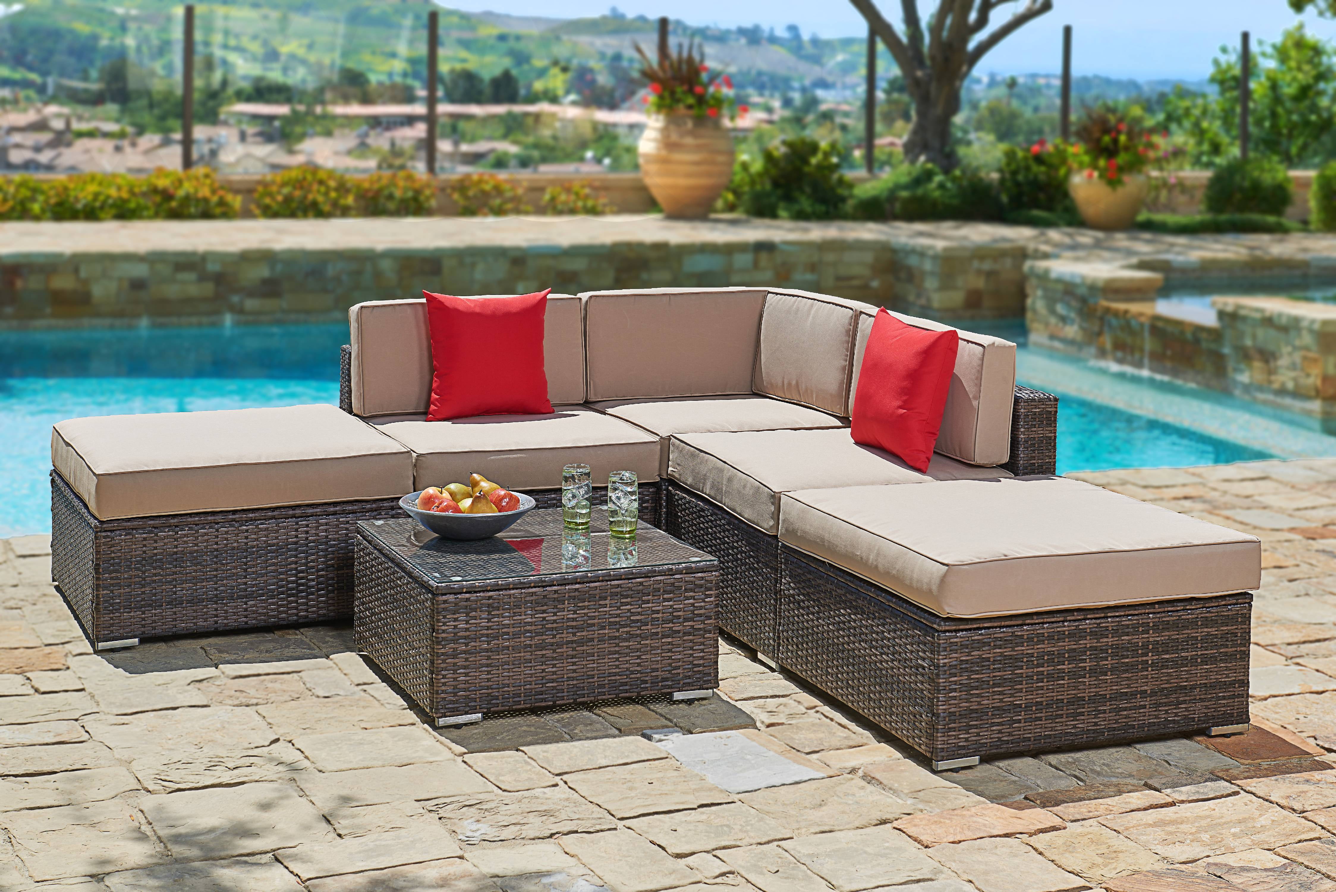 Suncrown Outdoor Furniture Sectional Sofa Set (6-Piece Set) All-Weather