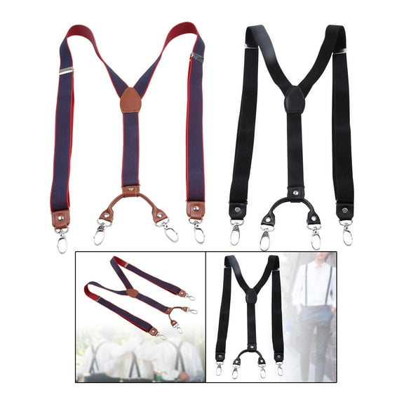 Segolike 2x Suspenders for Men Heavy Duty Adjustable Y Back Swivel Hooks Mens Womens for Blue Black