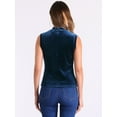 thumbnail image 3 of DARING DIVA Women Velvet Sleeveless Mock Neck Tank Tops Shirts M Deep Blue, 3 of 6