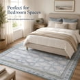 thumbnail image 4 of Washable Silver Sage Area Rug 5x8ft, Non Slip Low Pile Vintage Medallion Rug for Living Room Bedroom, 4 of 7