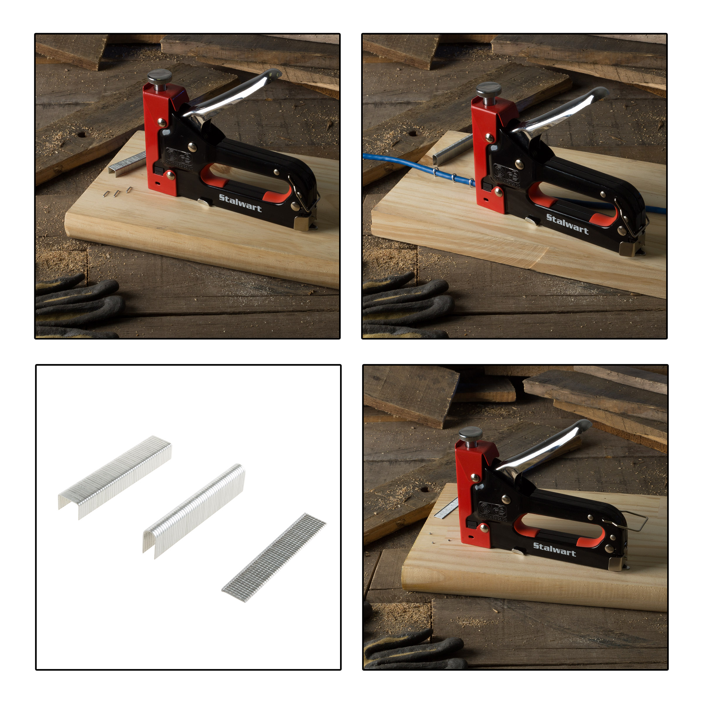 Stalwart Heavy Duty Staple Gun Kit with 600 Staples and Carrying Case