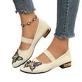 thumbnail image 6 of Willtoo Women's Fashion Butterfly Pointed Toe Embroidered Mary Jane Shoes Casual Low Heel Shoes, 6 of 6