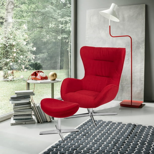 Red Fabric Swivel Wing Chair And Ottoman Set Com Red Fabric Swivel Wing Chair And, Red Swivel Chair With Ottoman