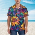 thumbnail image 2 of Yiaed Psychedelic Sunflowers Print Hawaiian Shirt for Men Short Sleeve Button Down Shirts Beach Shirts for Men,Small, 2 of 7