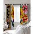 thumbnail image 2 of Spring Daisy Blackout Curtains 45 Inches Long, Kitchen Black Out Window Treatments, Brown Modern Abstract Art Dots Floral Thermal Insulated Lined Drapes for Small Window with Grommet 42"x45", 2 of 8