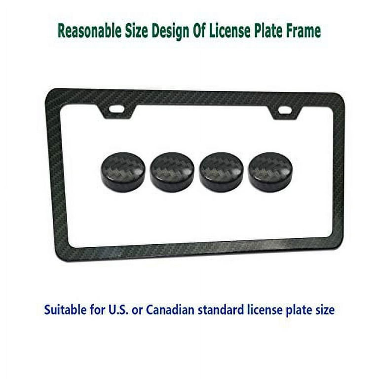 BGMVFK Black Carbon Fiber License Plate Frame Rust Proof Aluminum Slim Car Tag Holder, Heavy Duty Plate Mount Kit Stainless Steel Screws, Caps