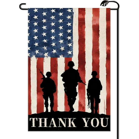 Always Remember Our Heroes Memorial Day Garden Flag for Outside Double Sided Military Soldiers Patriotic Veteran Yard Outdoor Flag MD03