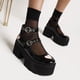 thumbnail image 1 of Moda para mujer Tacones altos gruesos Color sólido Sandalias con correa en el tobillo Estilo británico Hebilla de cinturón Patrón de corazón Uniforme de estudiante Zapatos de cuero barnizado Wmkox8yii hfjk1994, 1 of 6
