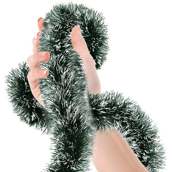 HTOOQ Christmas Tree Black Pine Frost Tip Tinsel Garland Green Snowy Metallic Streamers Celebrate a Holiday Party Ceiling Hanging Decorations Indoor and Outdoor Disco Party Supplies
