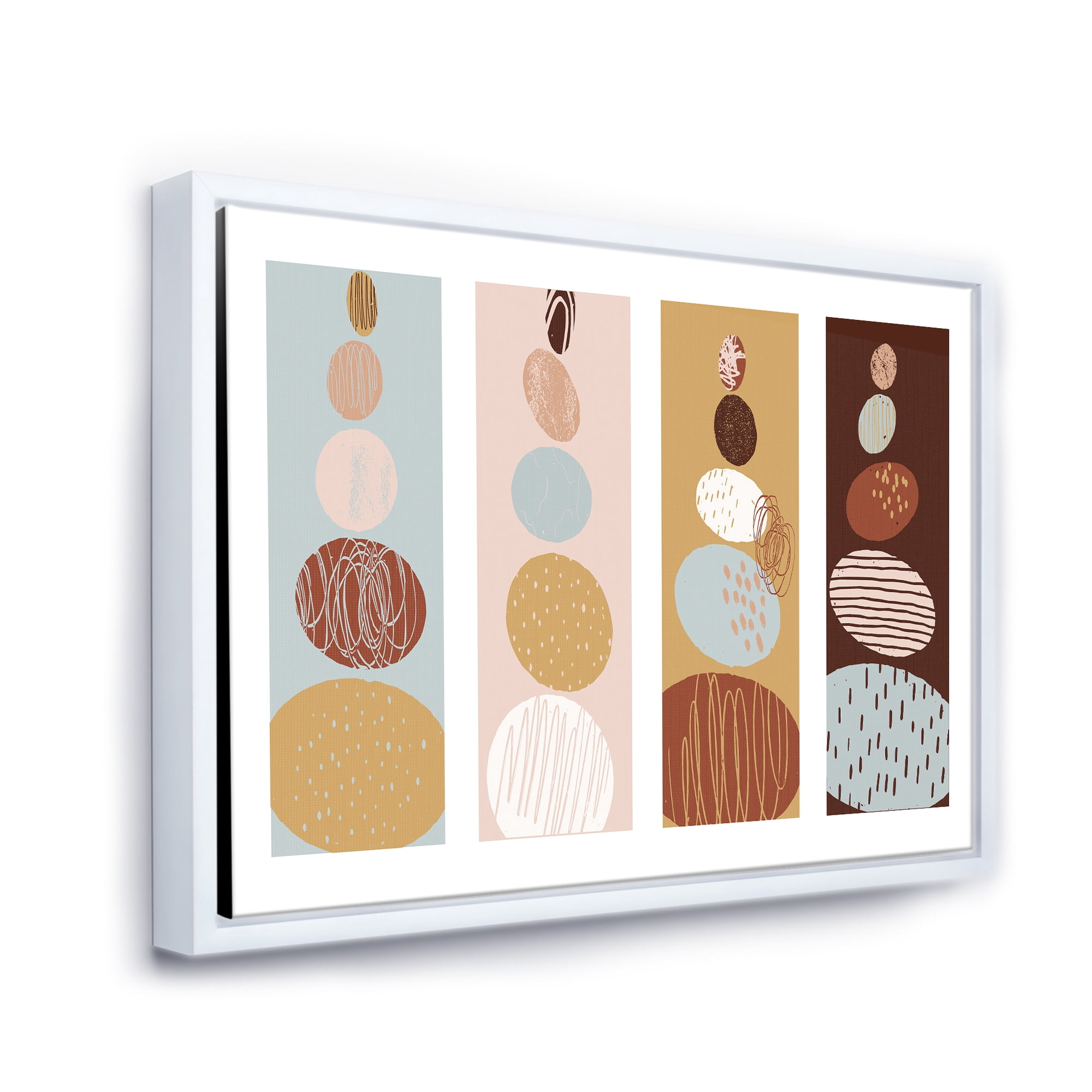 Designart 'Compostion Minimalistic of Organic Shaped Pebbles' Modern Framed Canvas Wall Art Print