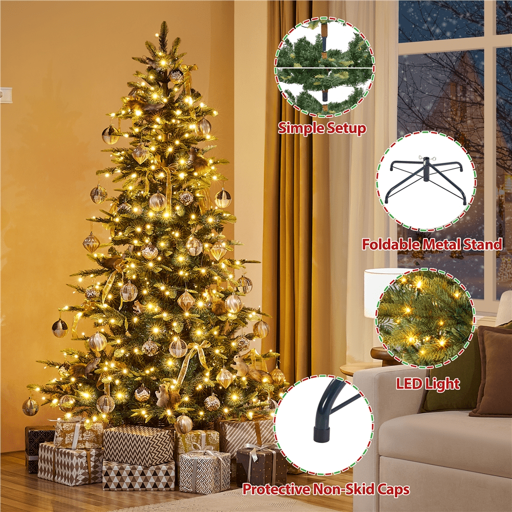 Alden Design 6ft Pre-lit Artificial Christmas Tree with 400 LED Lights, Green