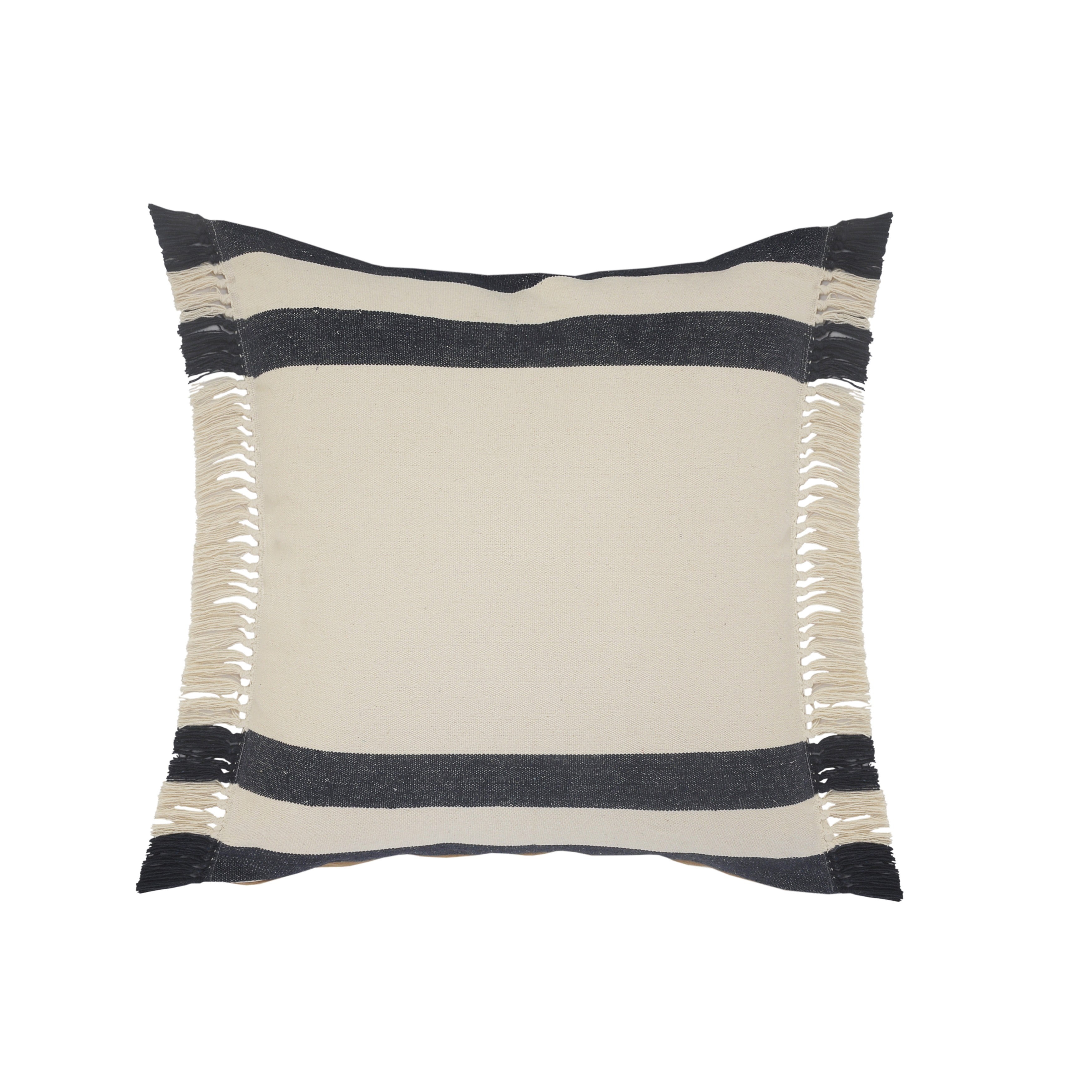 Blue and White Striped Fringe Throw Pillow, 20 inch