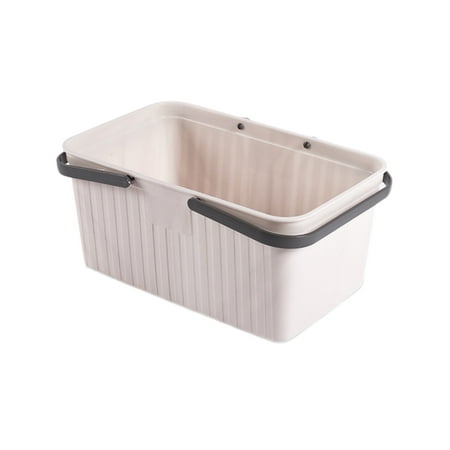 Khaki Plastic Storage Basket With Handles And Ventilation Holes For Bathroom Toiletry Organization Kitchen Vegetable Fruit Storage Portable Multifunctional Home Organizer