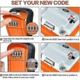 thumbnail image 5 of Caja para llaves montada en la pared, minicaja segura para llaves para exteriores con código numérico de 4 dígitos (naranja), 5 of 5
