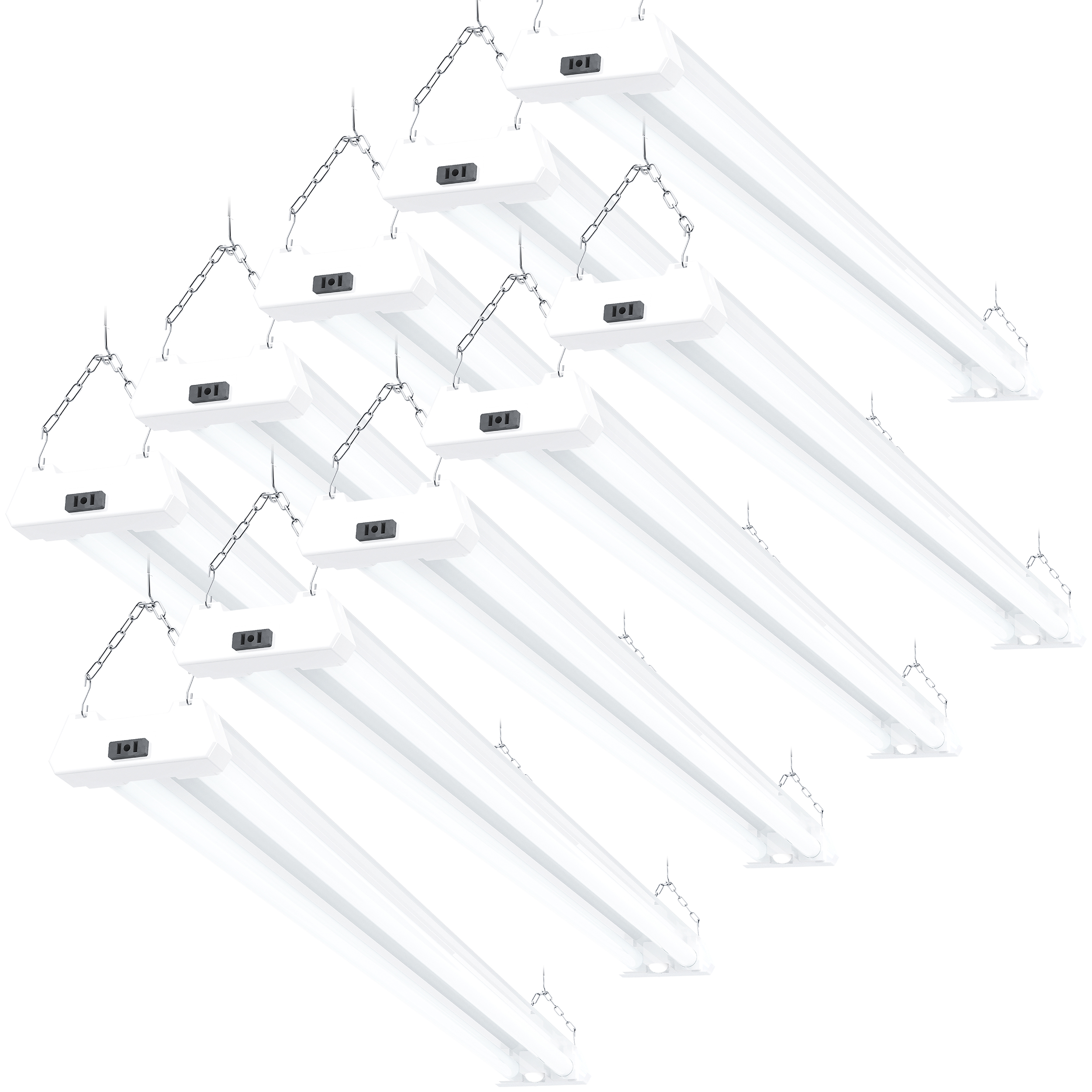 Sunco Lighting 10 Pack LED Utility Shop Light, Motion Sensor,4 FT, Linkable Integrated Fixture