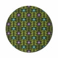 thumbnail image 1 of Flowers Mouse Pad for Computers, Botanical Theme Blue and Purple Blossoms Motif Symmetrical Leaves, Round Non-Slip Thick Rubber Modern Mousepad, 8" Round, Charcoal Grey and Multicolor, by Ambesonne, 1 of 2