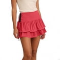 thumbnail image 2 of TaTaai Women's Solid High Waisted A-Line Mini Skirt Tiered Ruffle Tie Waist Double Layer Hem Vintage Style for Casual Summer Daily Wear Gift, 2 of 5