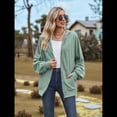 thumbnail image 4 of Sudadera con Capucha y Cremallera para Mujer, de Larga, Informal, de Gran Tamaño, con Bolsillos. Verde Oscuro XXL, 4 of 10