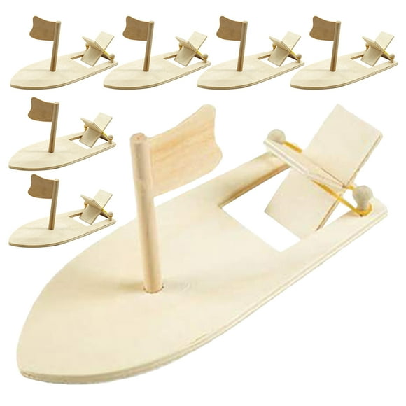 6pcs DIY Wooden Sailboat Models Wood Boat Craft Unpainted Boat Toys Unfinished Boat
