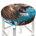 thumbnail image 3 of Bingfone Ice Blue Coastal Lion Padded Round Bar Stool Cover Cushion with Elastic Fabric Round Chair Seat - Ice Blue Coastal Lion, 3 of 7