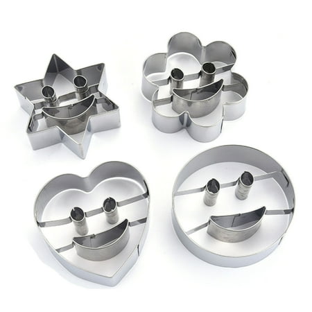 

JUNTEX 4 Pcs Stainless Steel Cookie Cutters Smiley Theme Household Baking Tools Durable