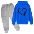 thumbnail image 1 of RXIRUCGD Mode Filles et Garçons Enfants Décontracté Manches Longues Imprimé Hauts Manches Longues Ensemble à Capuche (Bleu, Taille : 3 Ans), 1 of 2