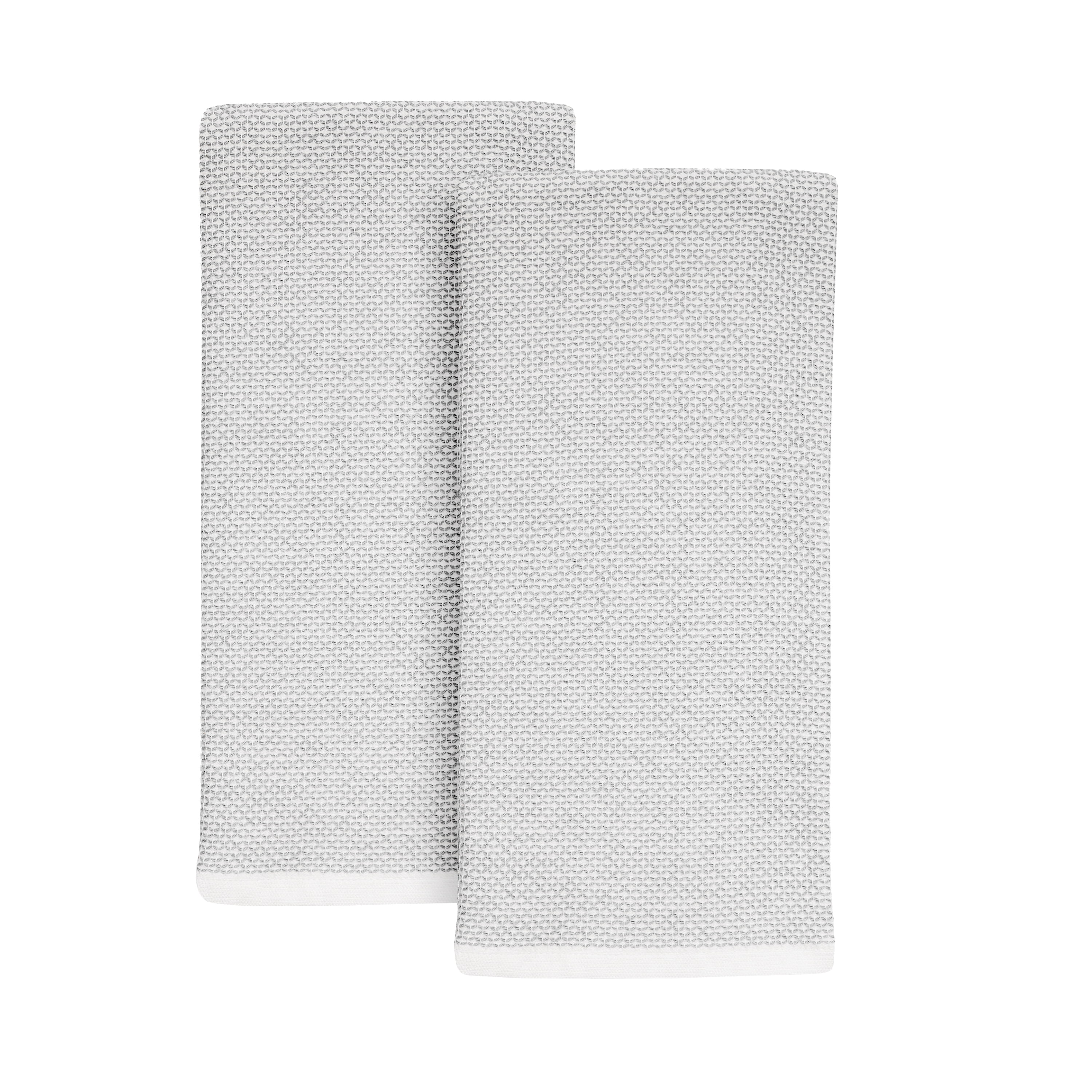 (4 pack) Better Homes & Gardens Soft Silver Flat Woven Kitchen Towels, 2-Piece