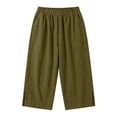 thumbnail image 6 of Cagogo Women's Capri Pants Elastic Waist Loose Casual Cropped Pants with Pockets Beach Lounge Trousers Summer Work Clothing, Army Green 2XL, 6 of 6