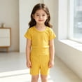 thumbnail image 4 of Diufon 2 Piece Casual Outfits for Little Girls Solid Color Cute Clothes Short Sleeve Shorts Sets Outdoor Sport Homewear, 4 of 6