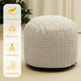 thumbnail image 3 of Round Stuffed Pouf Ottoman for Foot Rest, Storage Ottoman Pouf Foot Stool Cushion, Faux Fur Poufs with Foam Chunk Filling, 26 X 18 Inch Floor Chair for Living Room Bedroom Home Decor, Beige, 3 of 14