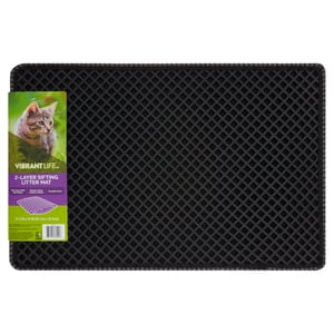 Vibrant Life 2-Layer Sifting Cat Litter Mat, Black 21.3x14