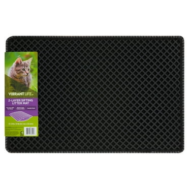 Vibrant Life 2-Layer Sifting Cat Litter Mat, Black, 21.3" x 14"