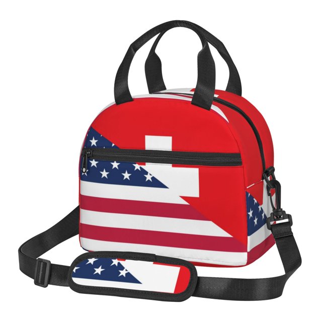 Fotbe USA Switzerland Bolsa de Almuerzo con Estampado, Lonchera Aislada, Contenedores de Comida Reutilizables Tipo Cooler a Prueba de Fugas