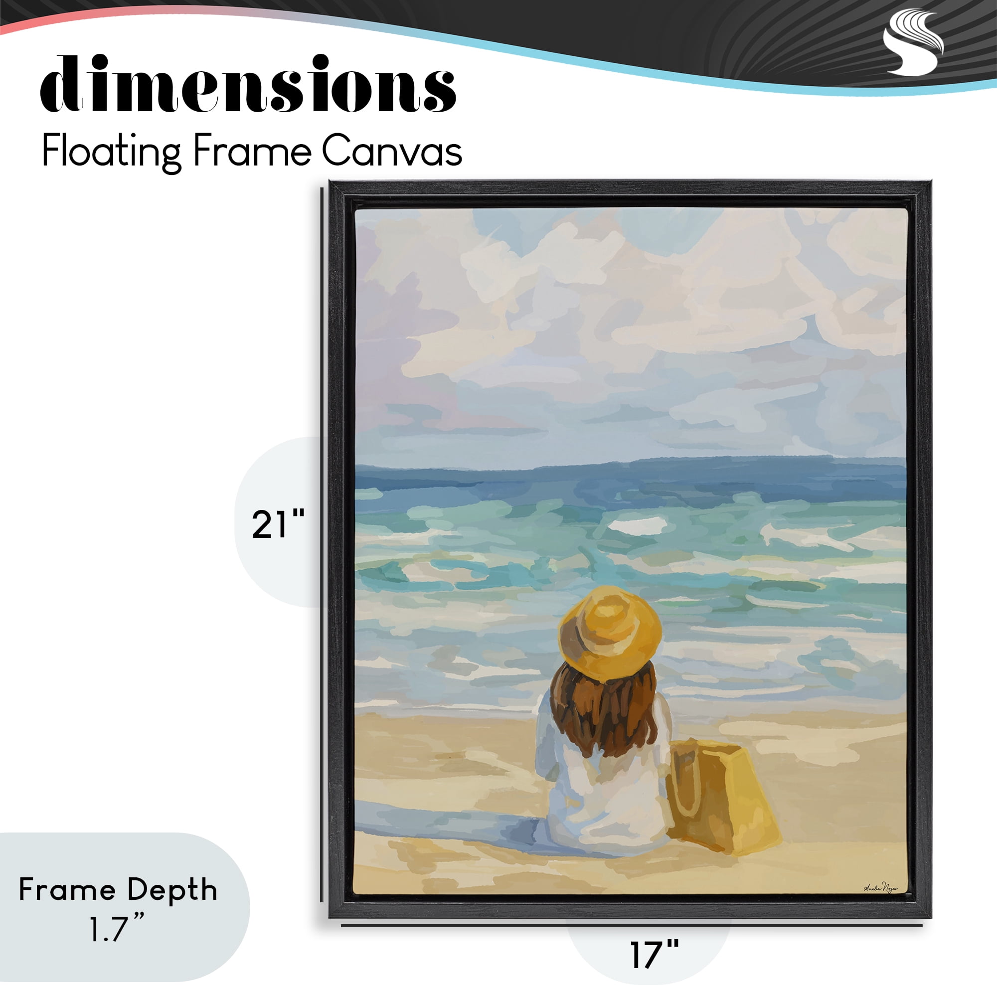 Stupell Industries Peaceful At The Beach Black Framed Floater Canvas Wall Art, design by Amelia Noyes