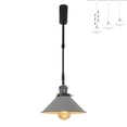 thumbnail image 1 of FSLiving Lampe Suspendue de Rail à Hauteur Réglable, Type J, Projecteur de Chenilles Élévatrices Rétractable avec Tige Télescopique, Lampe à Monture Réglable, Tige Juno, Couvre-Lampe Bricolage, Gris - 1 Lumière, 1 of 7