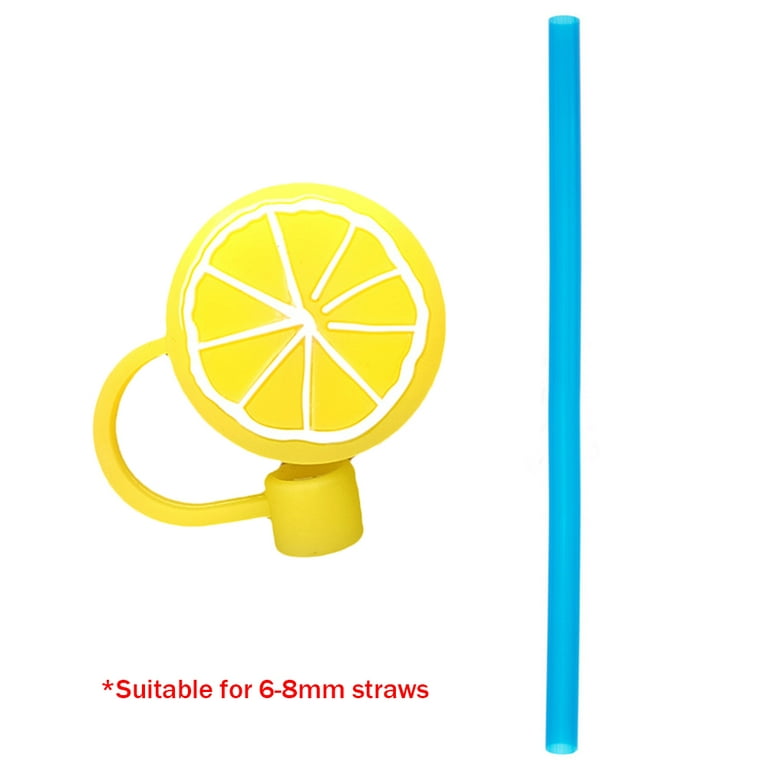 CHAMAIR Cartoon Straw Dust Caps Silicone Straw Cover Gifts for 6-8mm Straws  (Lemon) 