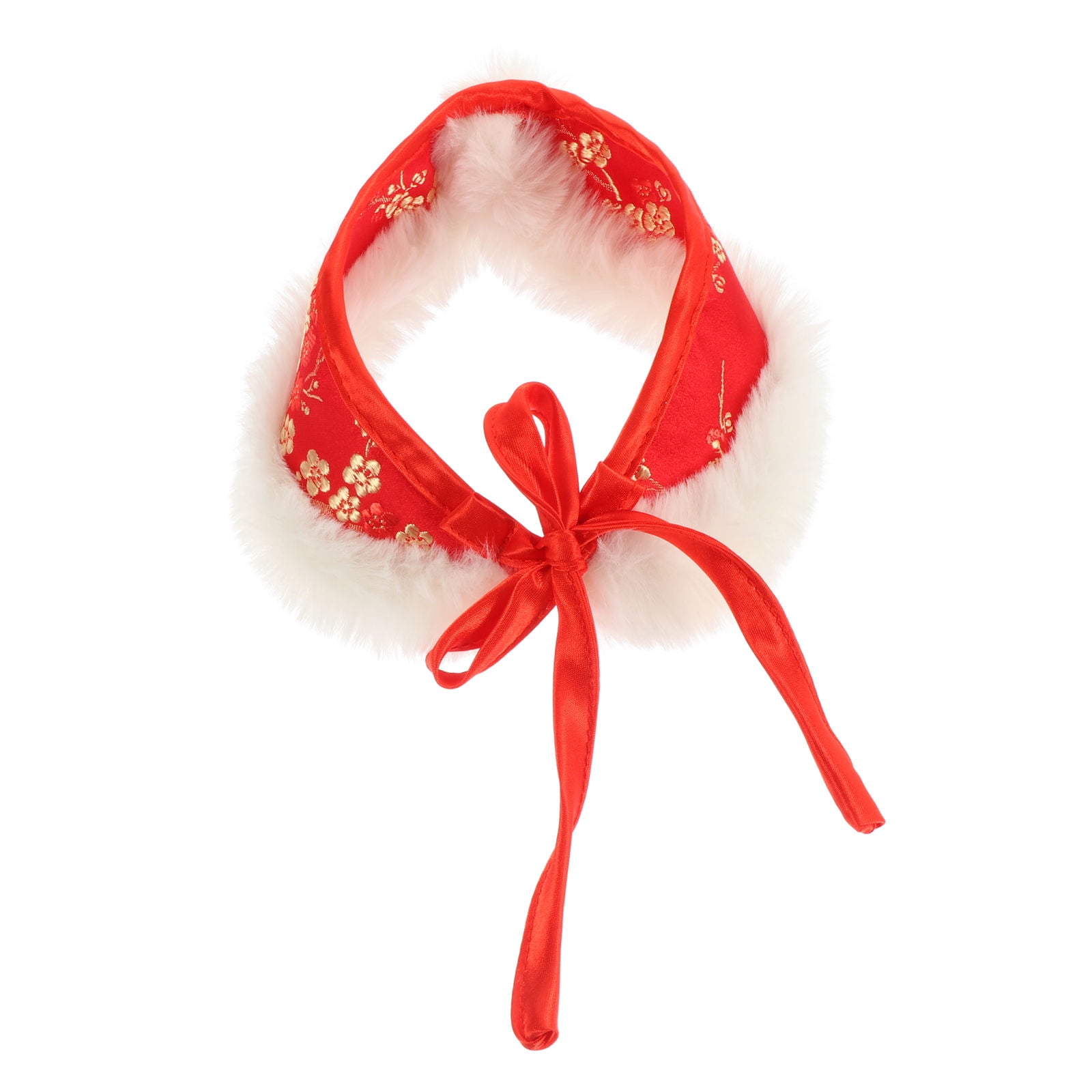 OFFIGAM Red Winter Warm Pet Collar with Bow Tie Decorative Necklace for Festive New Year