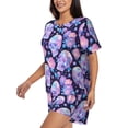 thumbnail image 2 of Fotbe crystal Skull flower Print Pajama Set for Women 2 Piece Loungewear Short Sleeve Tops and Shorts Set Soft Sleepwear-3X-Large, 2 of 7