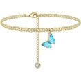 thumbnail image 1 of 1 Uds (oro) tobillera de plata de quilates delicada colgante de mariposa diseño único sandalias de playa bohemias pulsera de cadena de pie Sexy ER, 1 of 4
