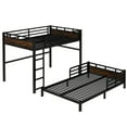 thumbnail image 6 of Full XL over Full XL Metal Bunk Bed/Metal Loft Bed and Metal Platform Beds, with raised security fence, Vintage Wood-colored, 6 of 9