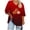 Red, variant on LYEAA Womens 3/4 Sleeve Tops Halloween Pumpkin Print T Shirt Spooky Season Plus Size V Neck Tunic Shirts Fall Clothes Black 4XL
