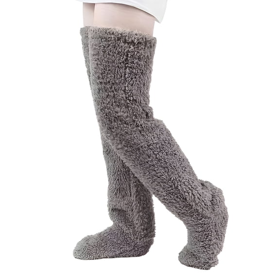 TELOLY Over Knee Fuzzy Socks Soft Warm Thigh High Plush Slipper Stockings Extra Long Leg Warmers Cozy Home Sleeping Socks