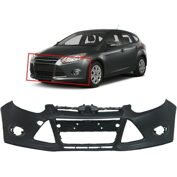 SHZAITOR Front Bumper Cover Replacement for Focus 2012 2013 2014 Without Tow Hook Cover FO1000664 191275050002 BM5Z17D957CAPTM