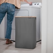 CleverMade 90L Foldable Laundry Hamper with Lid in Shadow Gray