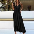 thumbnail image 2 of cfhntfmh Maxi Dresses for Women V-Neck Lace Patchwork Long Dress Tiered Ruffle Sleeveless Flowy Boho Dresses, 2 of 7