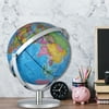 LALAHO 9in AR Constellation Light Universal Globe Globe Political District Blue ABS Sphere White Chrome Metal Base