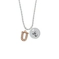 thumbnail image 2 of Delight Jewelry Rose Goldtone Crystal Initial - U - Silvertone Script Initial Disc - E - Charm Necklace, 20"+3", 2 of 4